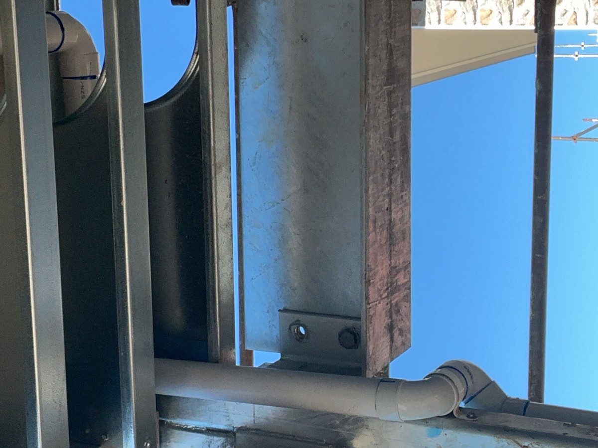 Missing bolts at a steel post, recorded on a frame inspection in Leppington